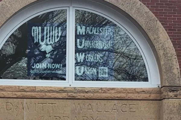 MUWU-UAW banner in library