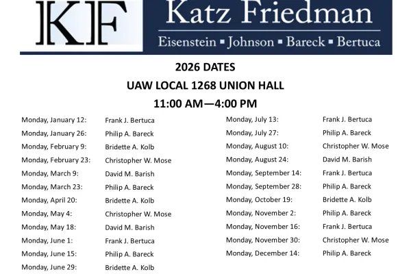 Katz, Friedman, Eisenstein, Johnson, Bareck & Bertuca Attorneys Schedule