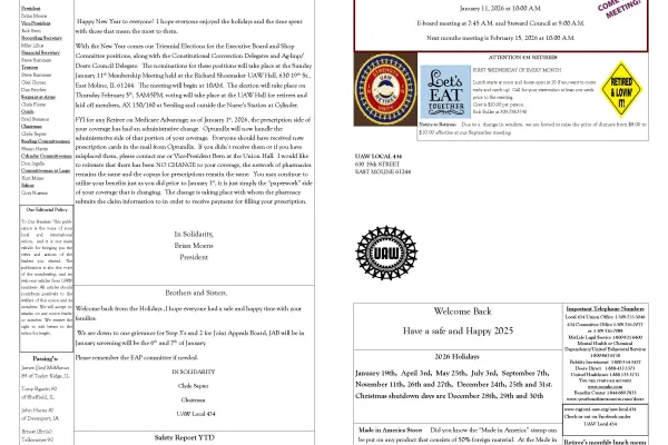 UAW Local 434 Newsletter Featured