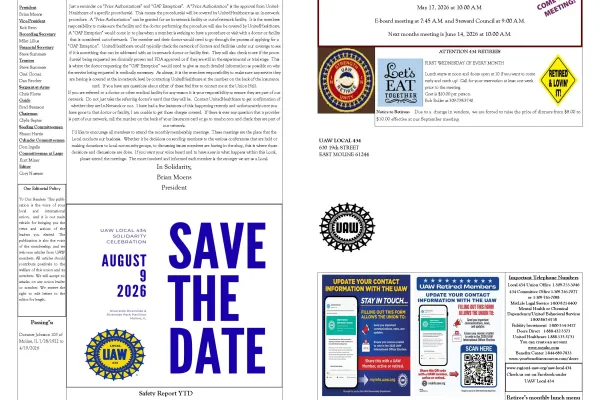 UAW Local 434 Newsletter Featured
