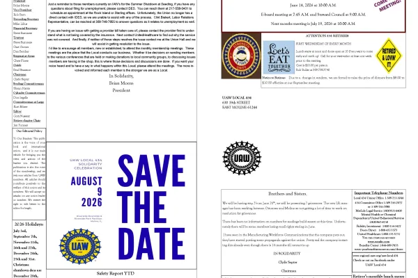 UAW Local 434 Newsletter Featured
