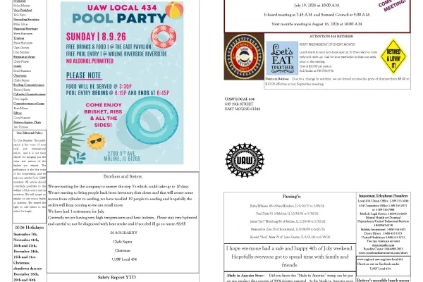 UAW Local 434 Newsletter Featured