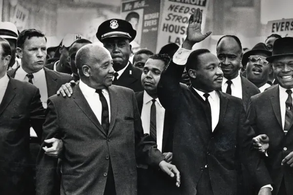 UAW President Walter Reuther marches with Civil Rights leader Martin Luther King