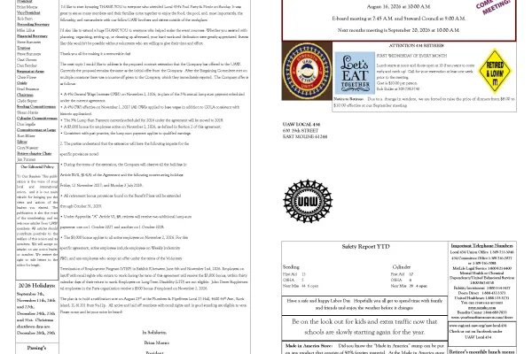 UAW Local 434 Newsletter Featured