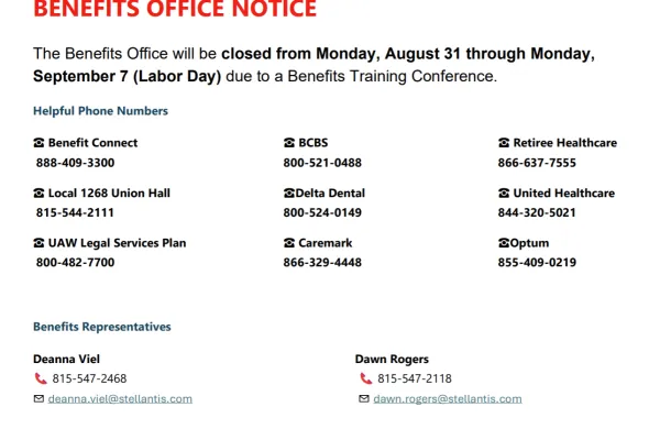 Benefit Office Closed