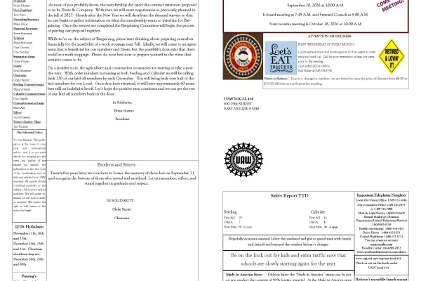 UAW Local 434 Newsletter Featured