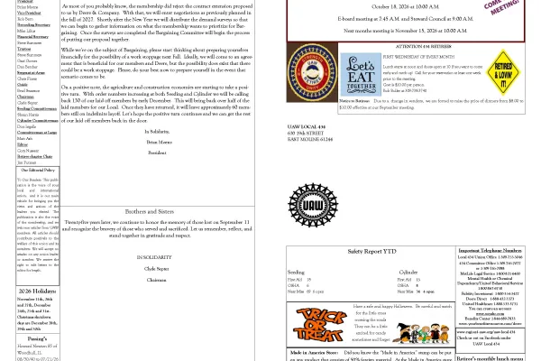 UAW Local 434 Newsletter Featured