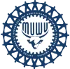 MUWU logo with highland cow, all circled by the UAW gear.