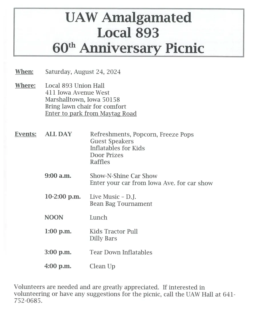 60th Anniversary picnic flyer