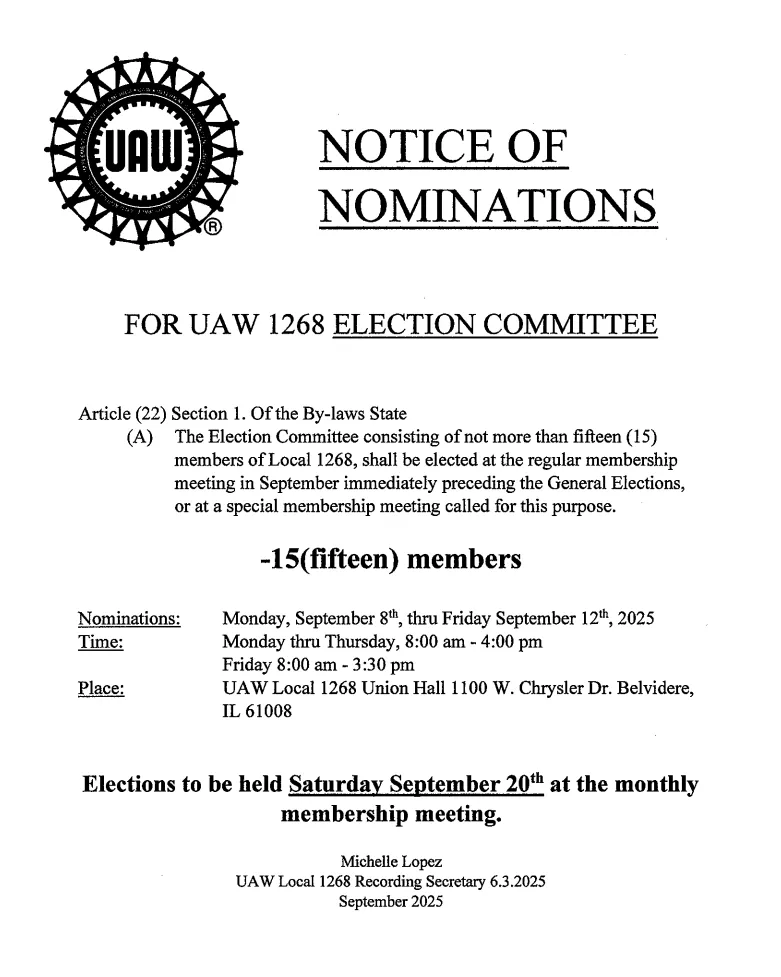 Notice of Nominations 