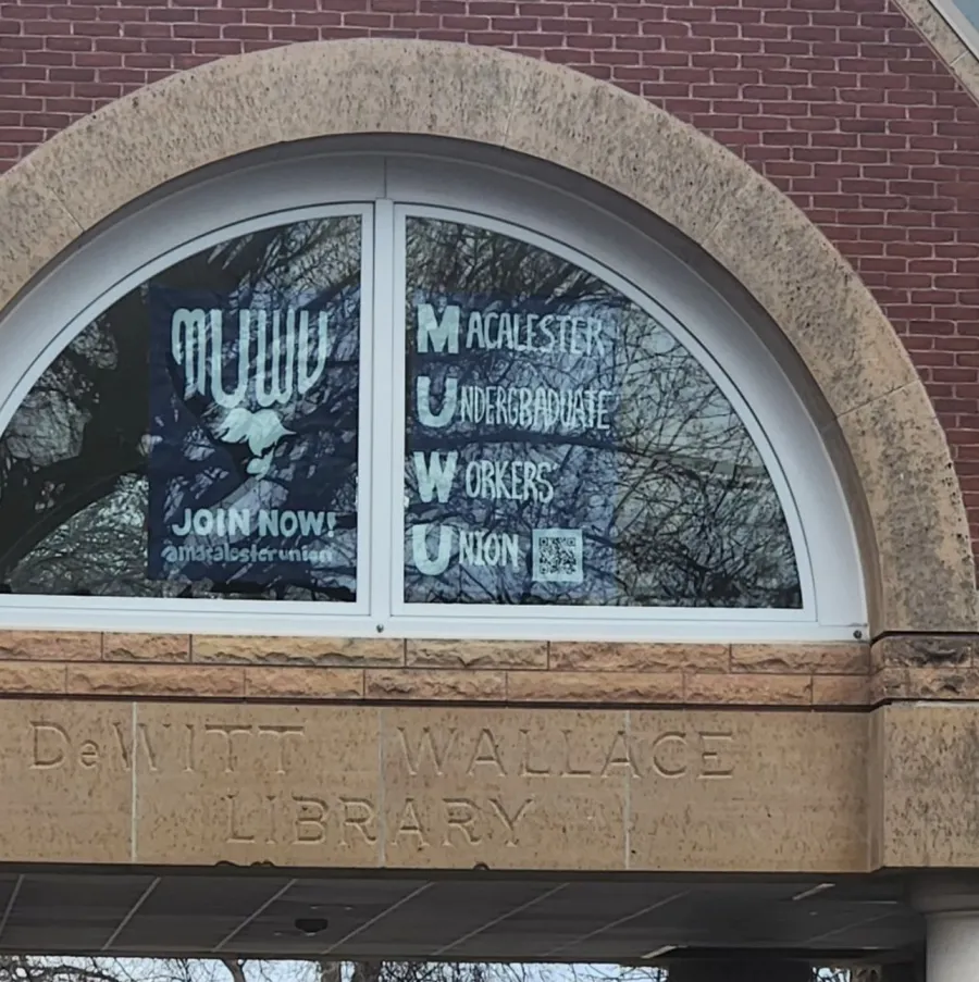 MUWU-UAW banner in library