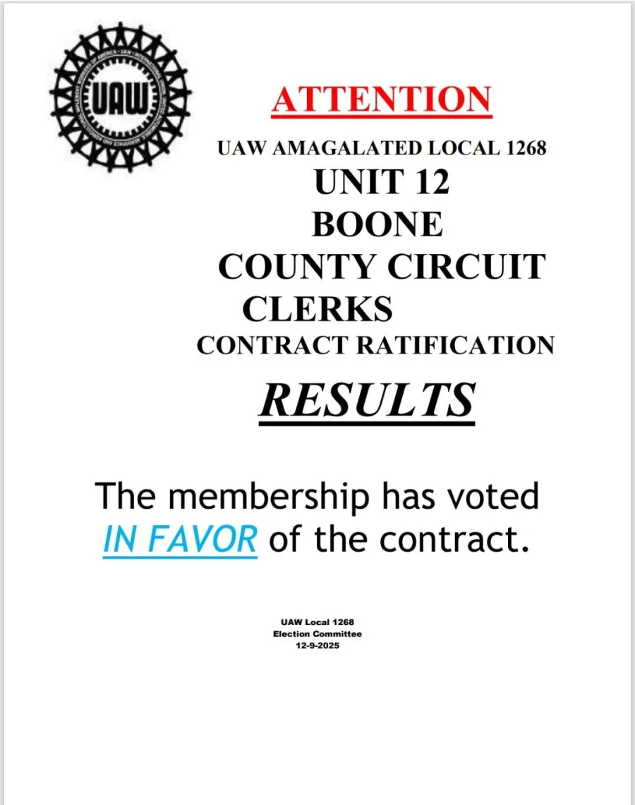 Unit 12 Boone County Circuit Clerks Contract Results