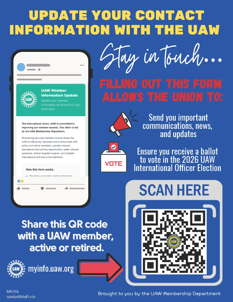 Update Your Contact Information with UAW Flyer