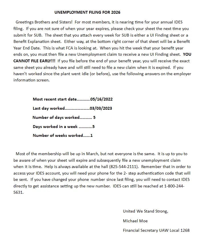 Unemployment Information from Financial Sec. Mike Moe