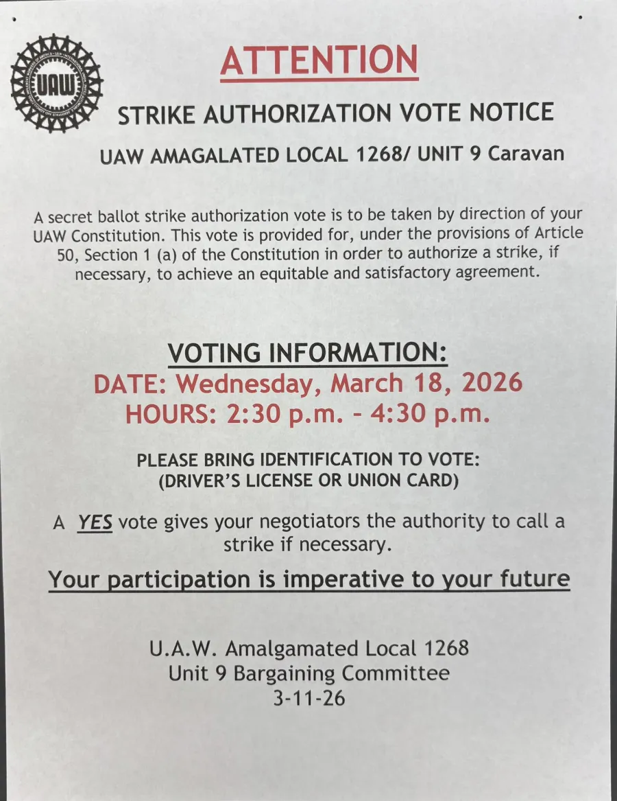 3.12.2026: Unit 9-Caravan-Strike Authorization Vote