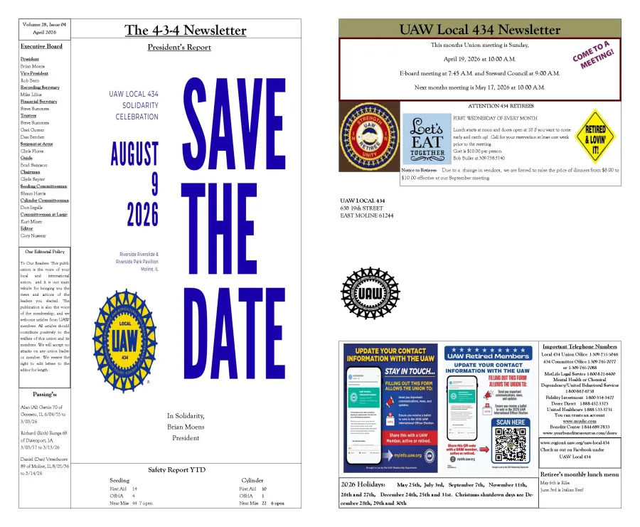UAW Local 434 Newsletter Featured