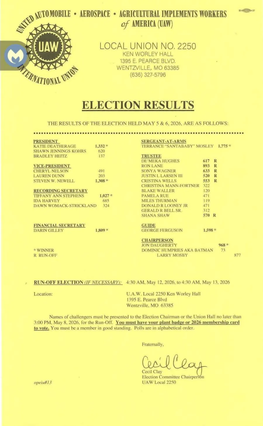 At Large Election Results 