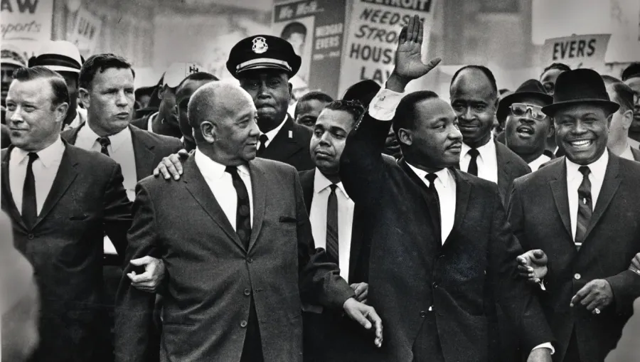 UAW President Walter Reuther marches with Civil Rights leader Martin Luther King