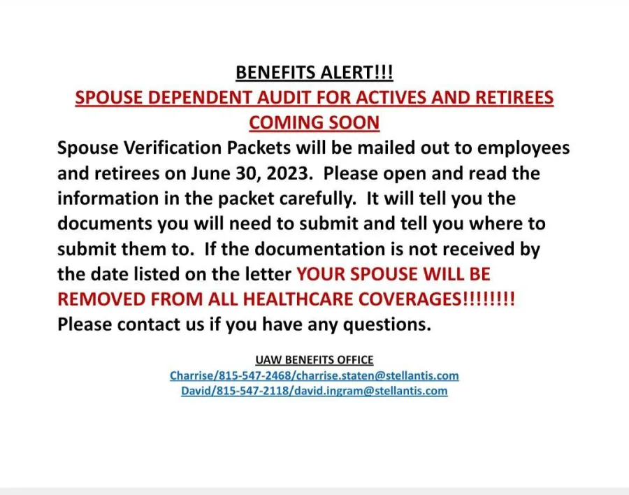 Benefit Alert! Spouse Dependent Audit for Active and Retirees