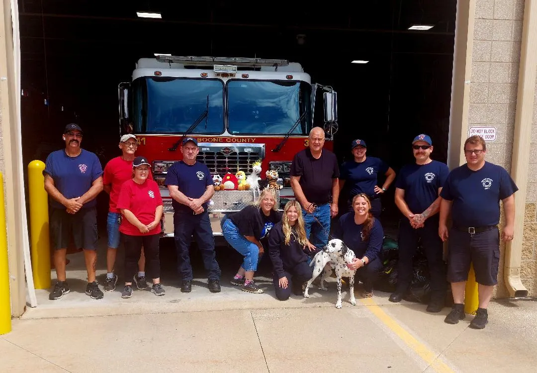 Fire Department Dist. 2 receiving toys from the Tender Touch Project