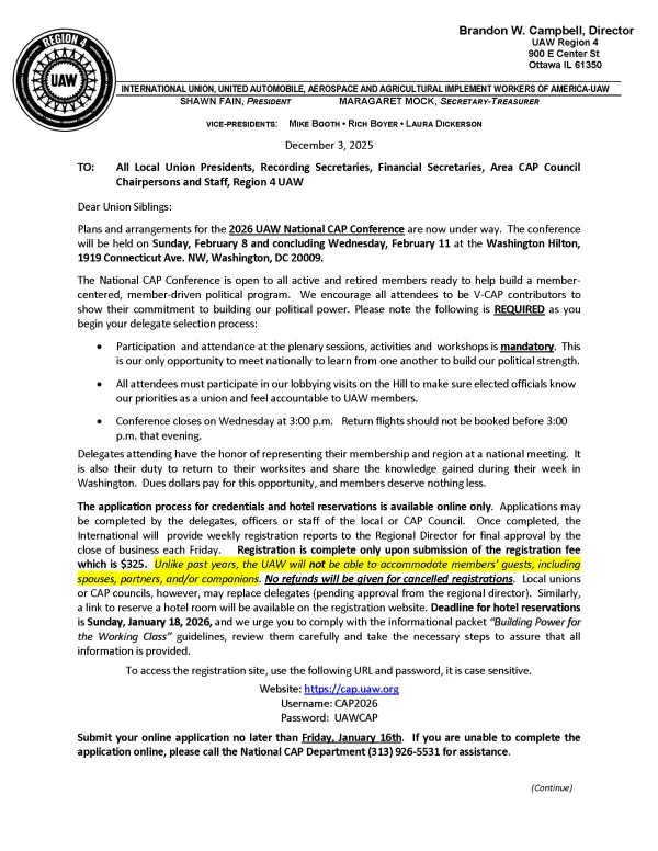 2026 UAW National CAP Conference 