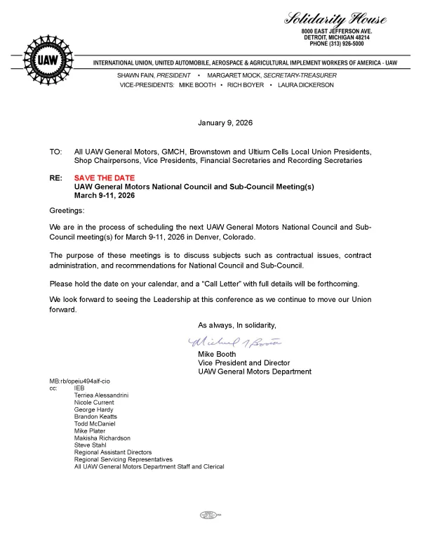 Save the Date - UAW GM Nat'l Council_ Sub Council Mtgs