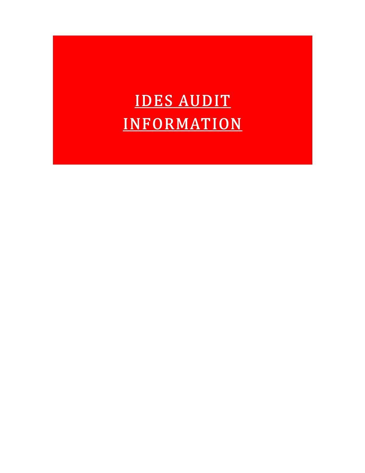 IDES Audit 